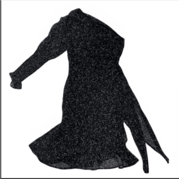 NWT Lulu's The Honey Punch Corsica Black Print One Shoulder Ruffled Dress. XS - Picture 3 of 4